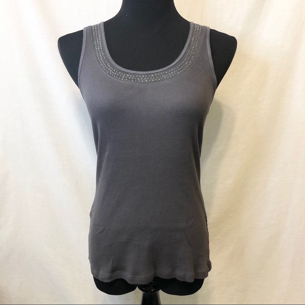 Express Sexy Basic Ribbed Rhinestone Tank Top - M